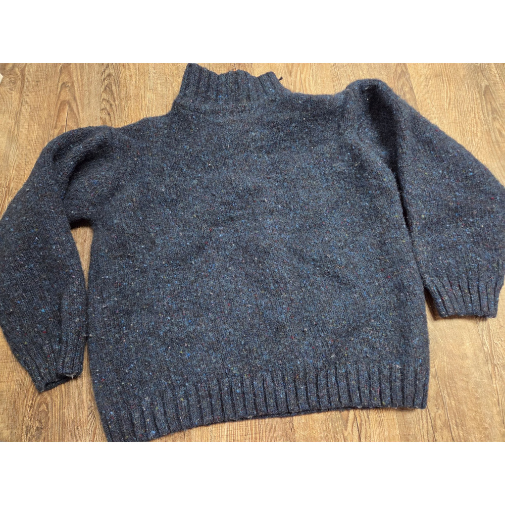 Aran Crafts Dark Navy Blue 1/4 Zip Ireland 100% Wool Sweater Large (tag XXL) - Picture 4 of 4